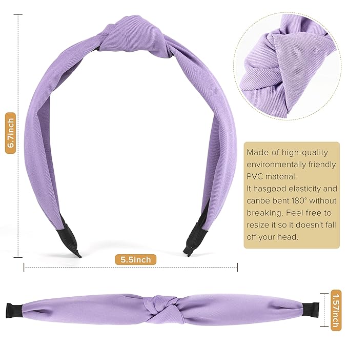 DiyJibb Headbands for Women Girls - 6PCS Stylish Top Knotted Headbands - Knotted Headband for Women - Head Bands Wide Hairband Hair Accessories