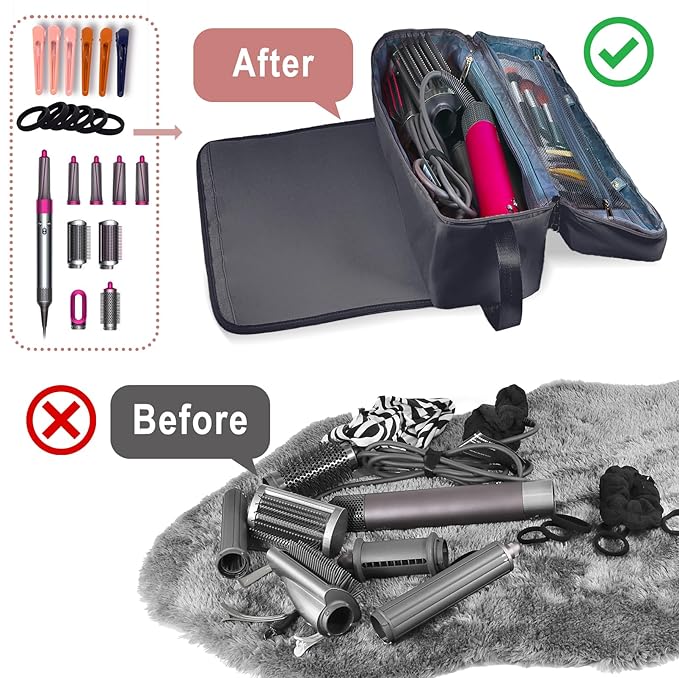 FAMOPLAY Hair Tools Travel Bag with Heat Resistant Mat Hair Styling Accessories Storage Case for Hair Dryer Flat Iron Straightener Curling Iron Haircare Accessories Travel Essentials for Women