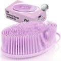 Avilana Silicone Body Scrubber for Shower – SGS Certified Food Grade Dual Sided Bath Brush, Gentle Exfoliating Silicone Loofah Alternative, Sensitive Skin Body Brush (Pink-Silver, Exfoliate)