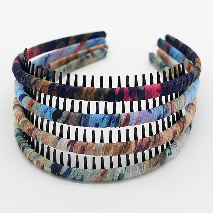 JOBAND 4-Pack Multi-colored Resin Teeth Hair Hoop Non-slip Comfortable Women's/Girls Fashion Headbands
