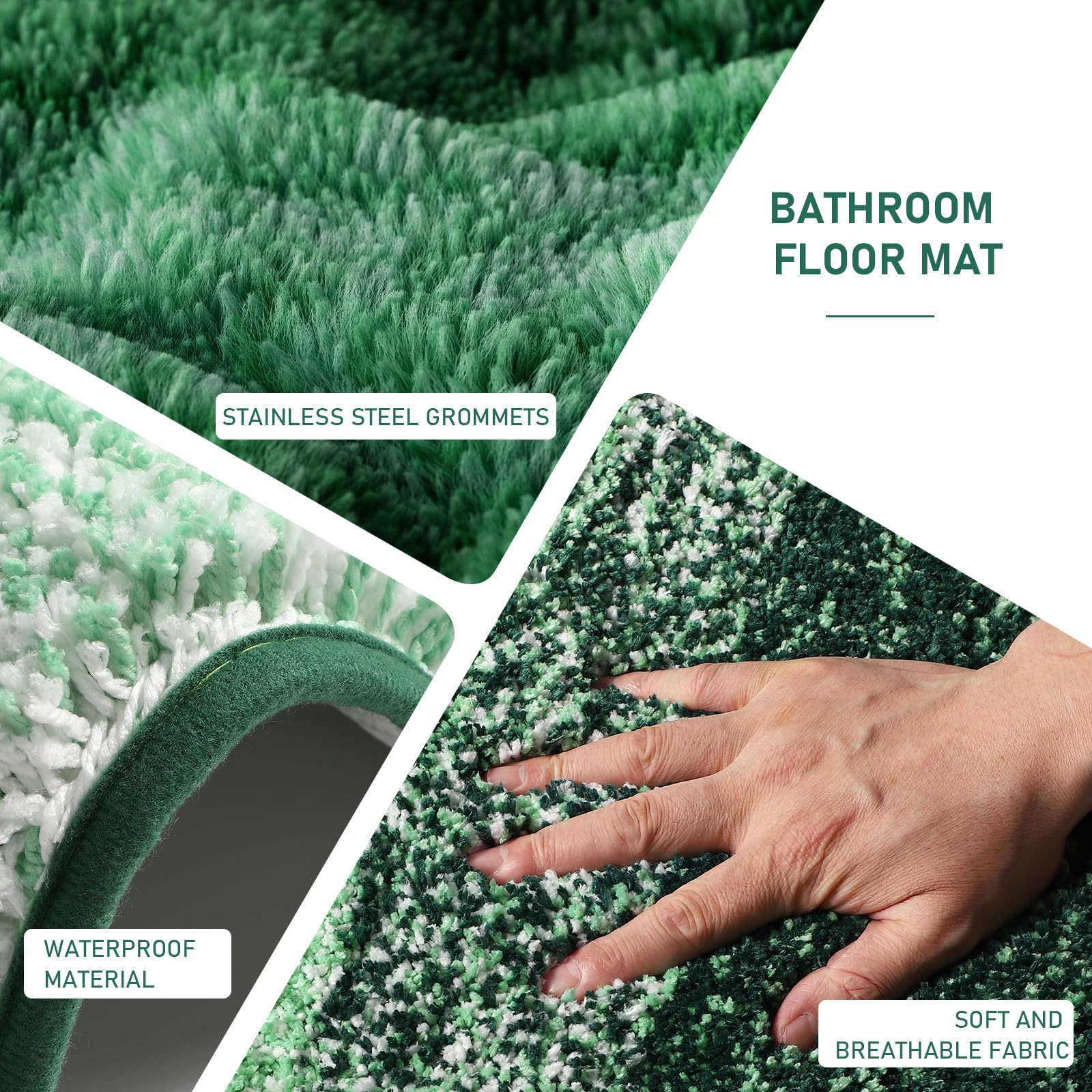 XLHOMO Dark Green Bathroom Accessories Set with Wicker Trash Can Shower Curtain and Rugs,Bathroom Sets Small Waste Basket Bathroom Trash Can for Bedroom Bathroom
