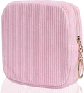 Teircno Sanitary Napkin Storage Bag, Preppy Corduroy Period Bag for Women, Cute Portable Period Pouch with Zipper, Sanitary Pads Bag Tampons Holder for Purse, First Period for Women Ladies