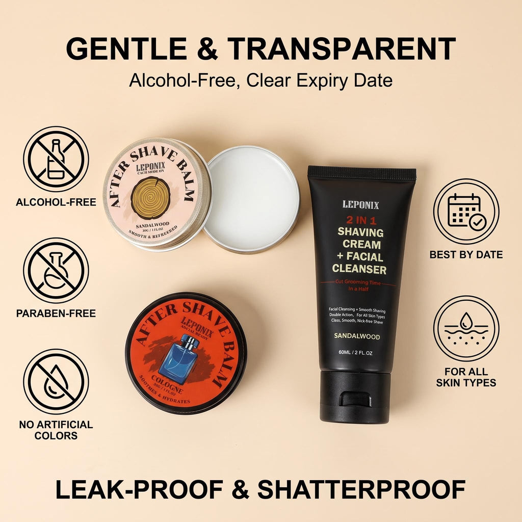 LEPONIX Shaving Kit for Men with Straight Razor Shaving Brush and Bowl