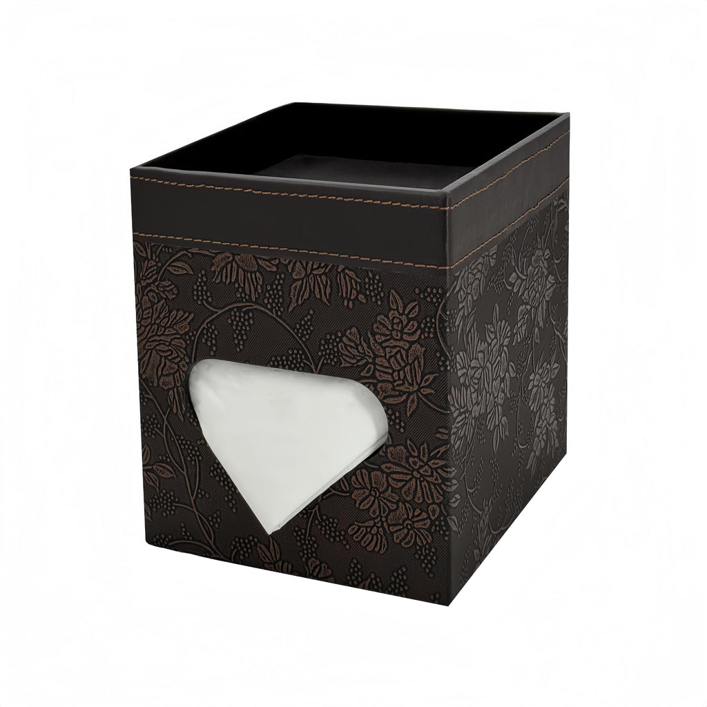 PU Leather Tissue Box Cover Square, Modern Tissue Holder with Storage Valet Tray, Nightstand Decorative Tissues Case, Facial Tissue Box Holder for Bathroom,Bedroom,Livingroom and Office (Antique)