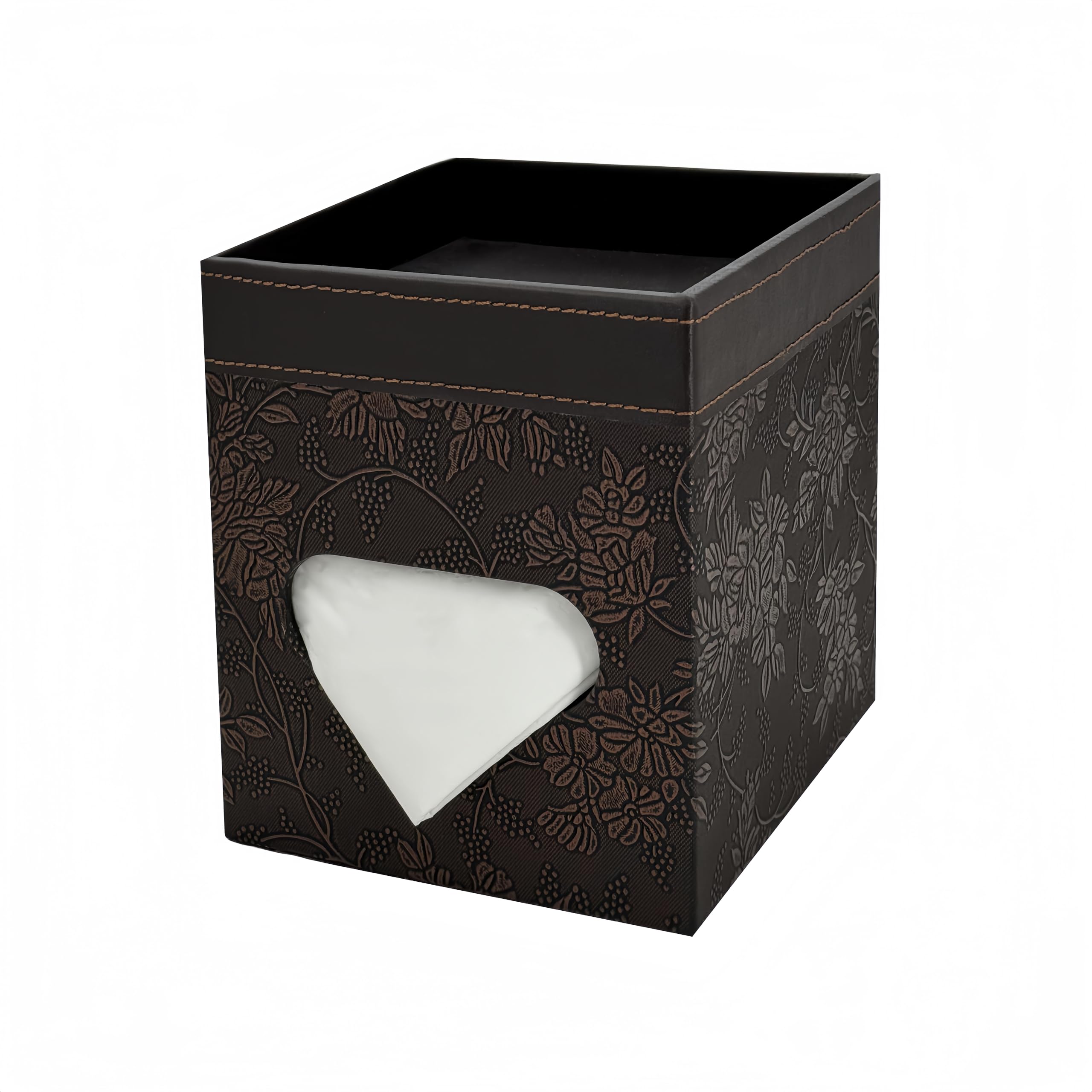 PU Leather Tissue Box Cover Square, Modern Tissue Holder with Storage Valet Tray, Nightstand Decorative Tissues Case, Facial Tissue Box Holder for Bathroom,Bedroom,Livingroom and Office (Antique)