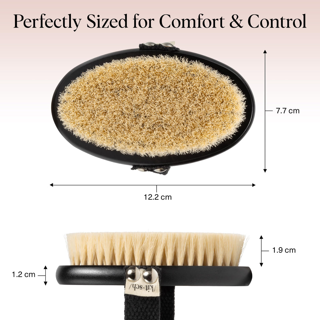 Kitsch Dry Brushing Body Brush for Lymphatic Drainage- Soft Bristles Shower Brush - Dry Brush to Remove Dry Skin and Improves Blood Circulation, Body Scrubber for Glowing Skin, Sauna Accessories