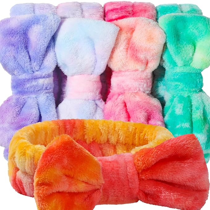 Teenitor Makekup Headband, 5pcs Spa Headband for Face Washing with Removable Bow