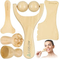 COZLOW Gua Sha Facial Massage Tools (5 Piece Set), Wooden Face Massage Therapy Kit for Face Lifting, Lymphatic Drainage, Skin Care & Anti-Aging