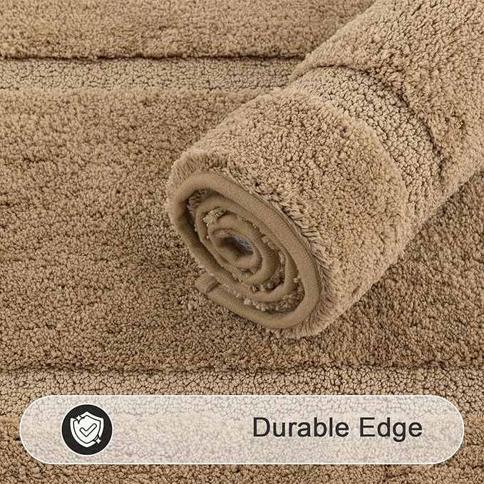 SHACOS Khaki Brown Bathroom Rugs Sets 3 Piece Bath Mat U Shaped Toilet Rug