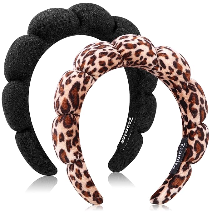 Ztomine Spa Headbands for Facial Skincare, Set of 2 Terry Cloth Headbands for Face Washing, Hair Mask, Skin Treatment