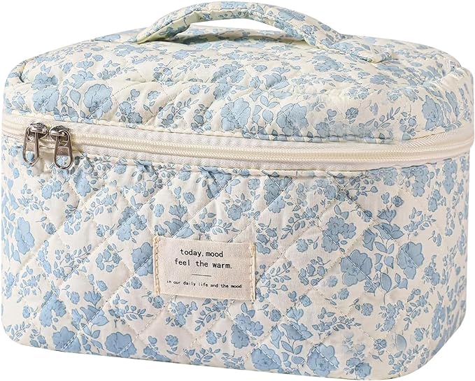Gosect Large Makeup Bag, Cute Cosmetic Bag for Women Girls, Floral Coquette Aesthetic Toiletry Bag, Travel Make Up Organizer Bag (BDLH)