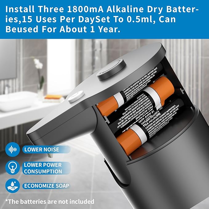 Aunmaon Automatic Soap Dispenser Touchless, 15-Level, Kitchen Bath Black