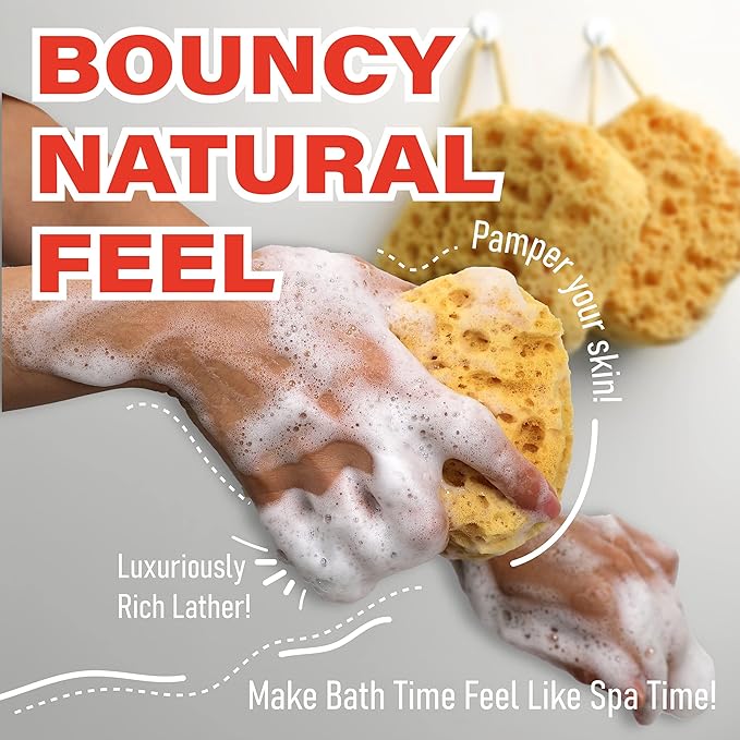 myHomeBody Bath Sponge, Foam Loofah, Shower Sponge for Body, Square, 3 Pack