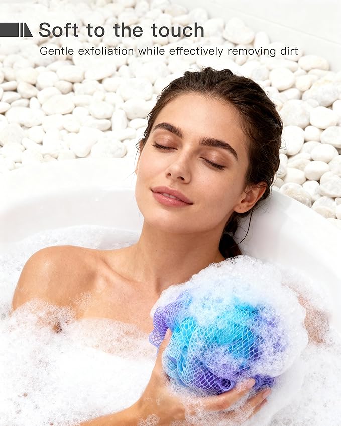 Loofah Bath Sponge, Large Exfoliating Body Scrubber, 4-Piece Loofa Set