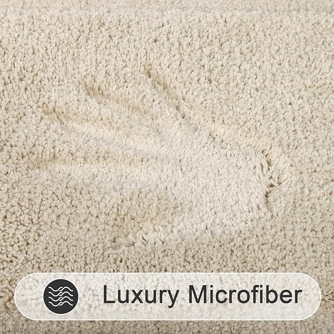 SHACOS Light Beige Bathroom Rugs Sets 3 Piece Bath Mat U Shaped Toilet Rug