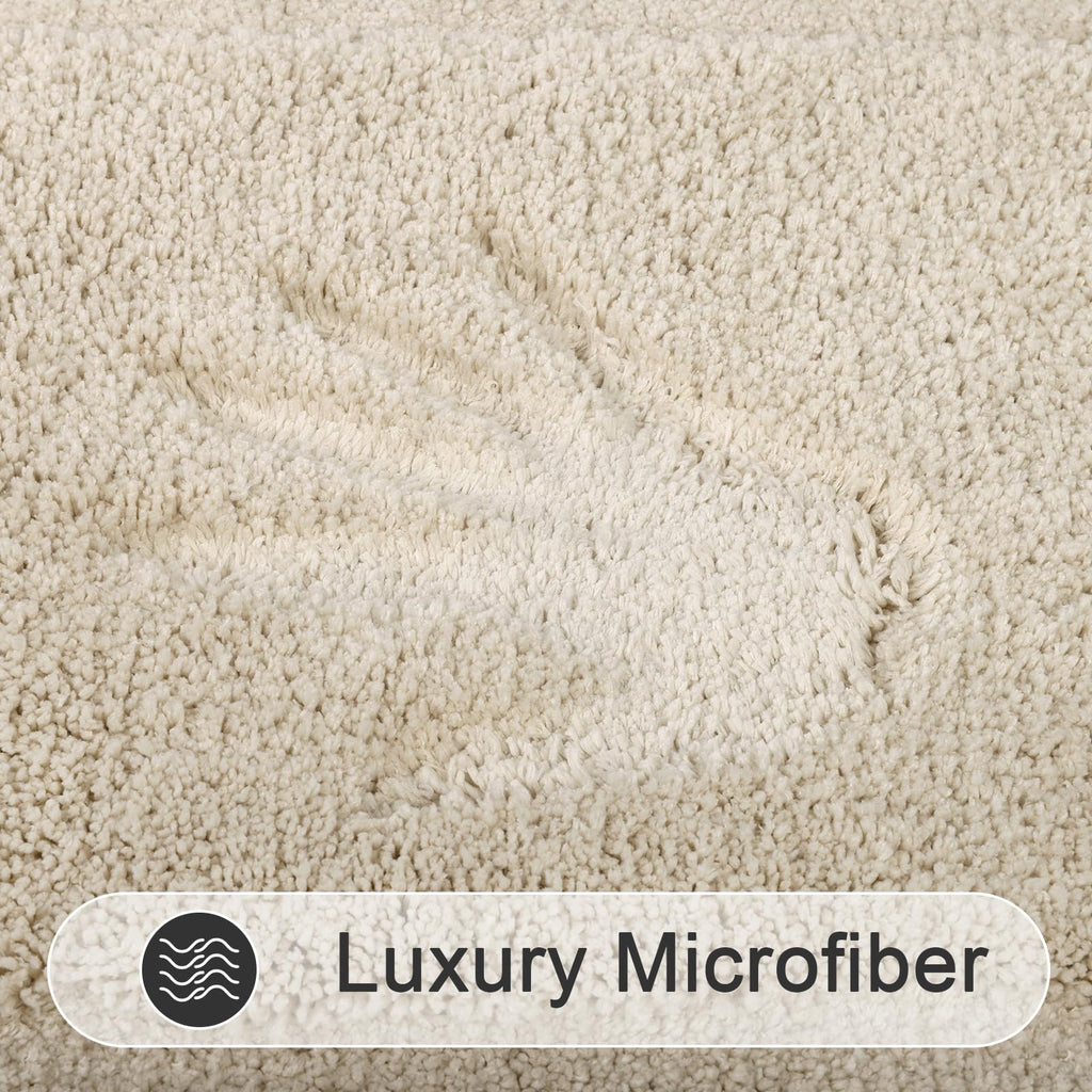 SHACOS Light Beige Bathroom Rugs Sets 3 Piece Bath Mat U Shaped Toilet Rug