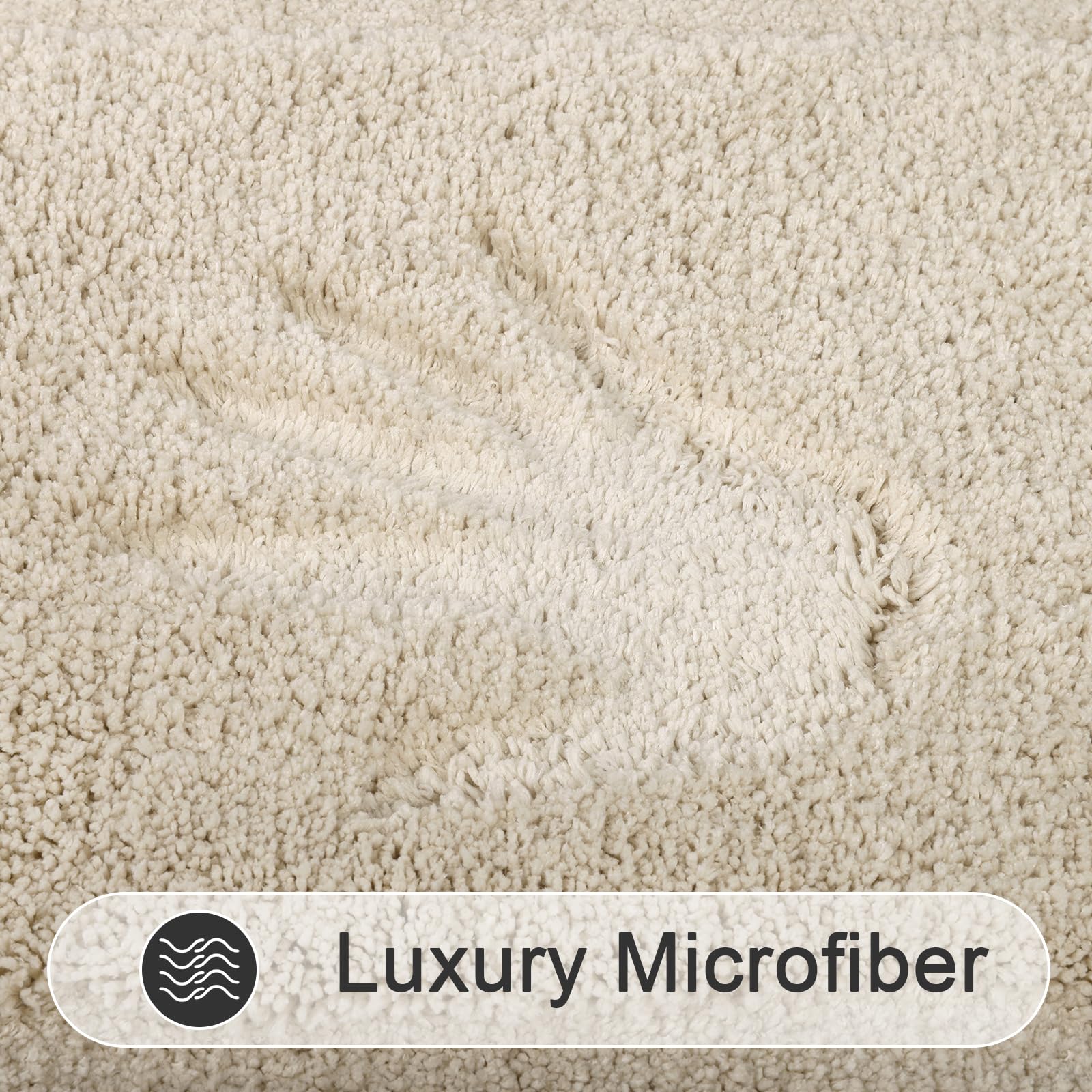 SHACOS Light Beige Bathroom Rugs Sets 3 Piece Bath Mat U Shaped Toilet Rug