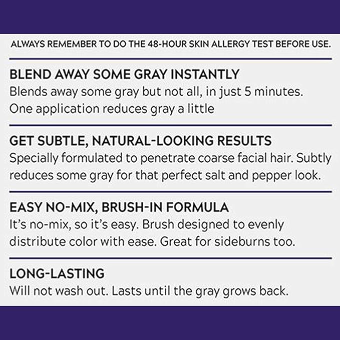 Just For Men Touch of Gray Mustache & Beard, Beard Coloring for Gray Hair with Brush Included for Easy Application, Great for a Salt and Pepper Look - Light & Medium Brown, B-25/35, Pack of 1