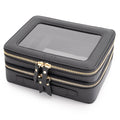 Aveniee Clear Makeup Bags,Double Layer Cosmetic Bags with Separate Brush Compartment,Large Travel Toiletry Bag Cosmetic Case,Travel Accessories Organizer for Women,2 Layers,Black