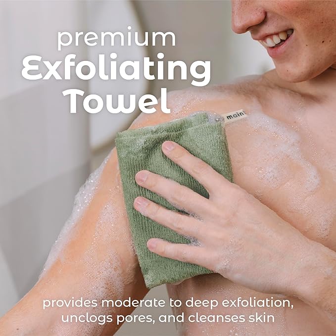 MainBasics Japanese Deep Exfoliating Shower Towel, 3 Pack, Earthy Love