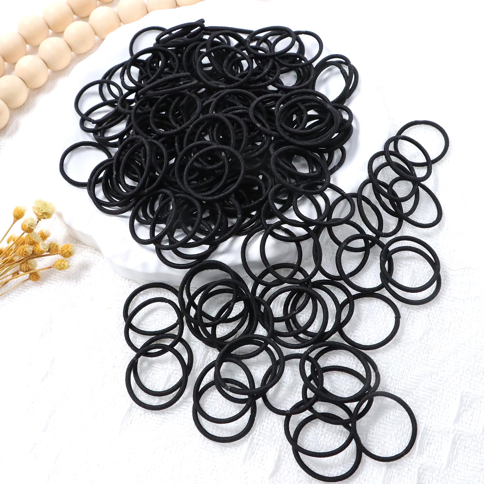 WillingTee 200PCS Small Hair Ties,No Crease Baby Hair Ties
