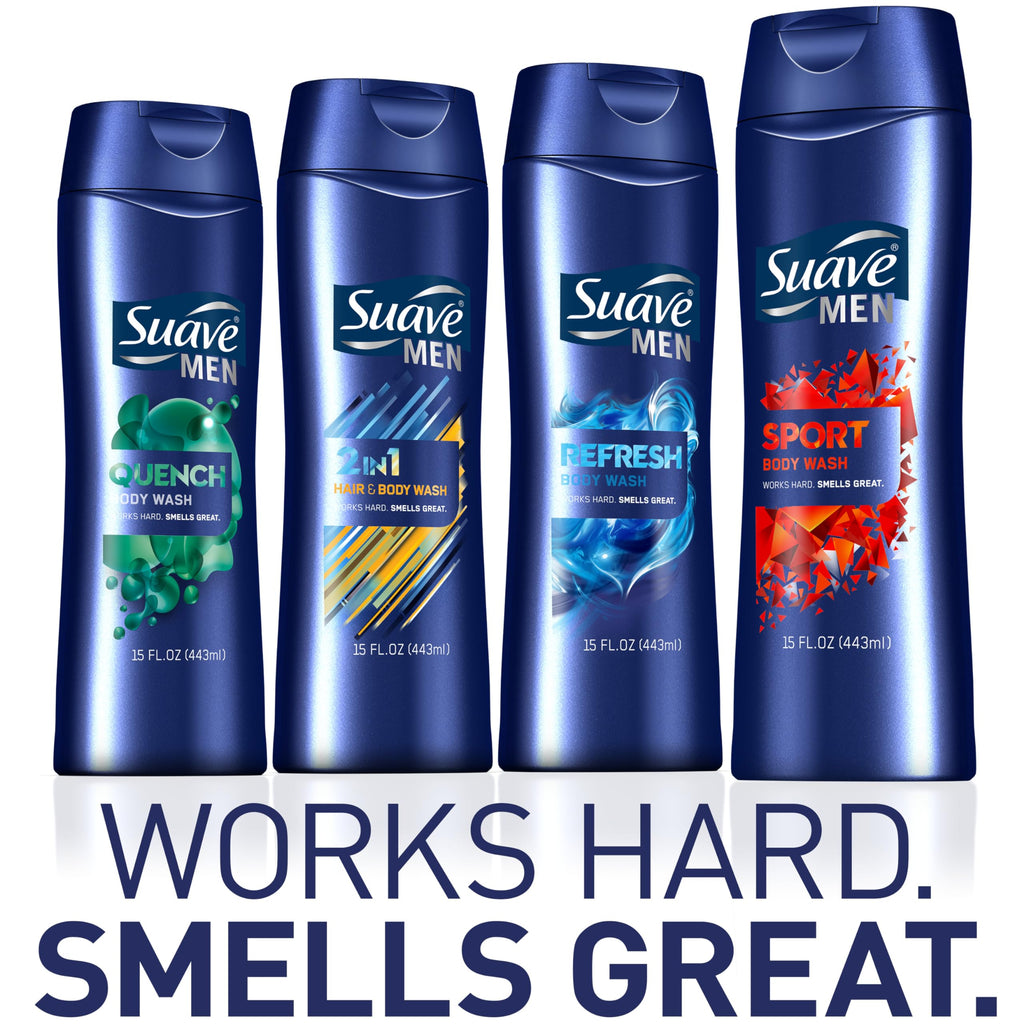 Suave Men Moisturizing Body & Face Wash, With Cedarwood and Mandarin Scent, No Parabens, No Phtahaltes, 18 Oz Pack of 6