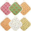 6 Pack Pot Holders 100% Cotton Heat Resistant Potholder, Machine Washable Pot Holder, Hot Pads, Table Pads for Cooking Baking (H)