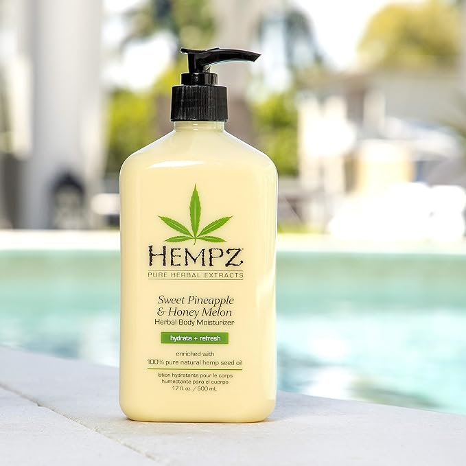 Hempz Sweet Pineapple & Honey Melon Moisturizing Skin Lotion, Body Moisturizer with Jojoba, Natural Extracts, Vitamin A and E, 17 oz, 2 Pack Bundle