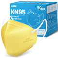 akgk KN95 Face Mask 50 PCS, Breathable Protection Masks, 5-Ply KN95 Yellow Masks, Cup Dust Safety Masks