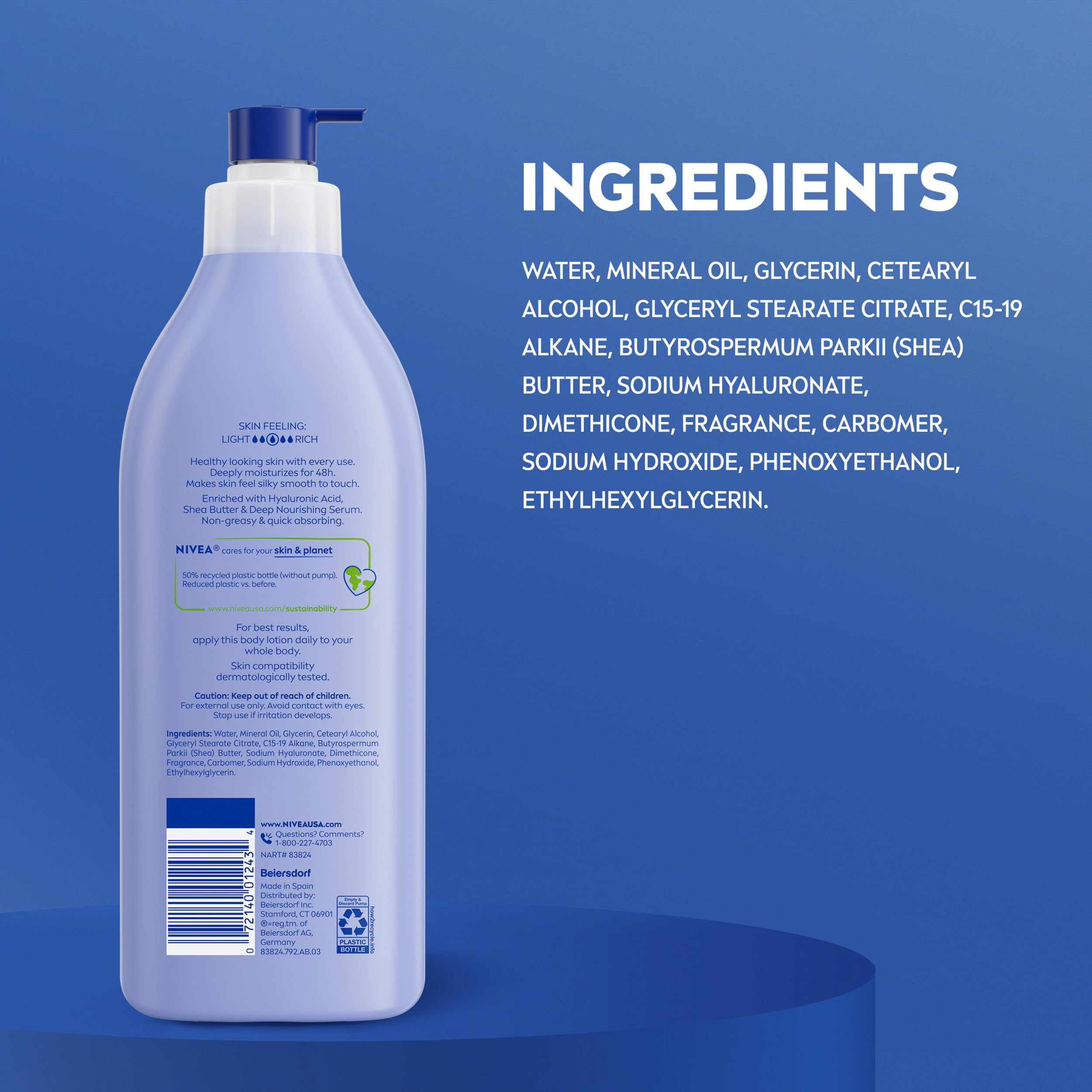 NIVEA Shea Nourish Body Lotion with Shea Butter & Hyaluronic Acid, 16.9 Oz