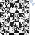 Visesunny Barber Cape - Tropical Coconut Tree Black White Grid Polyester Hair Cutting Salon Apron Anti-Static Haircut Shaving Cloth Beard Shaving Bib Hairdressing Cape
