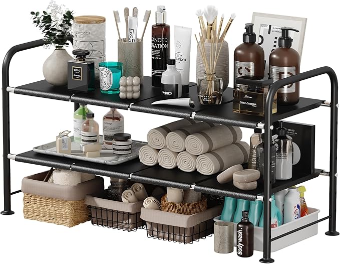 NETEL Adjustable Under Sink Organizers and Storage,Expandable Cabinet Storage Shelf