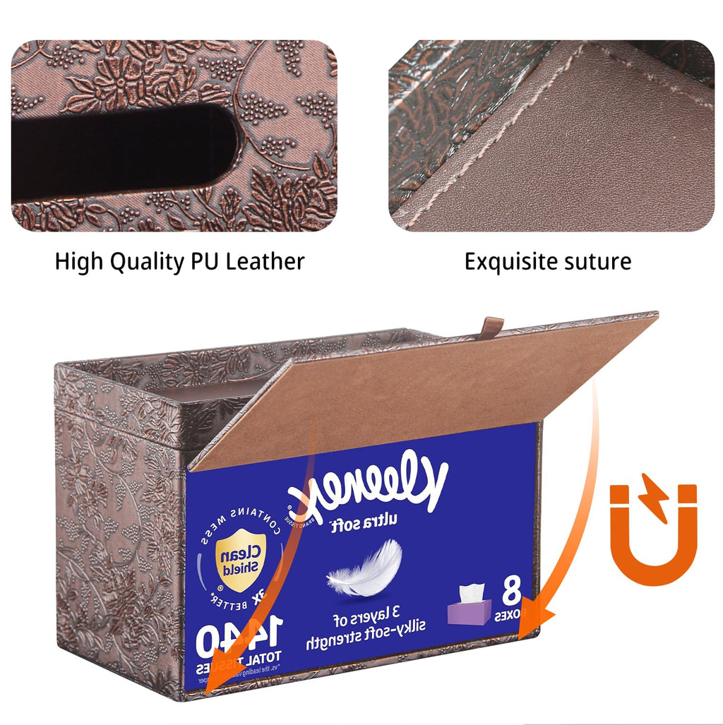 Extra Large Tissue Box Cover with Storage Tray,Rectangle Tissue Box Holder