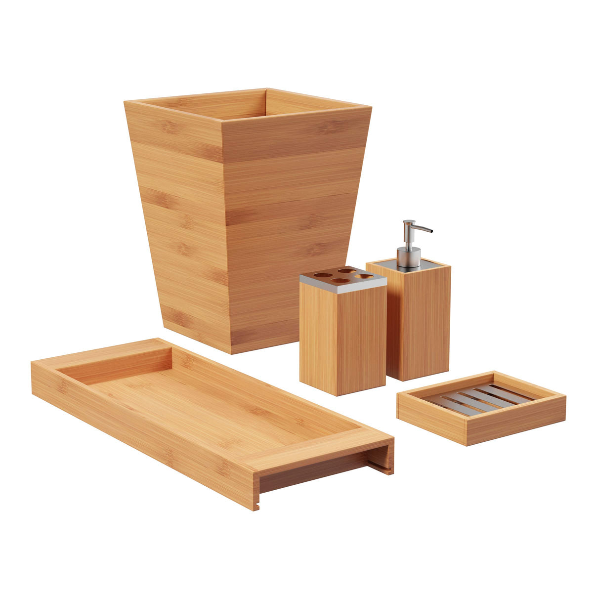Lavish Home Bathroom Decor Set, Natural, 5-Piece-Set