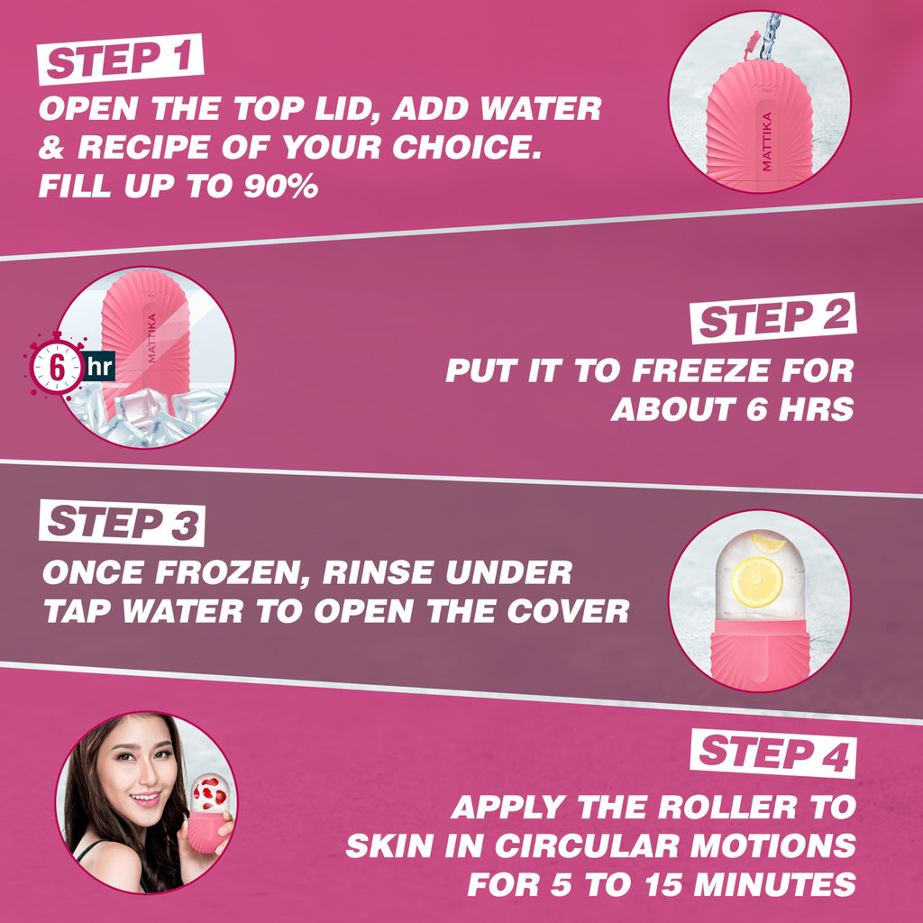 Ice Roller for Face & Eyes – Facial Ice Roller for Under Eye Puffiness, Reusable Silicone Ice Face Roller Massager for Skin Tightening, Pore Shrinking & Cooling Skincare Tool (Pink)