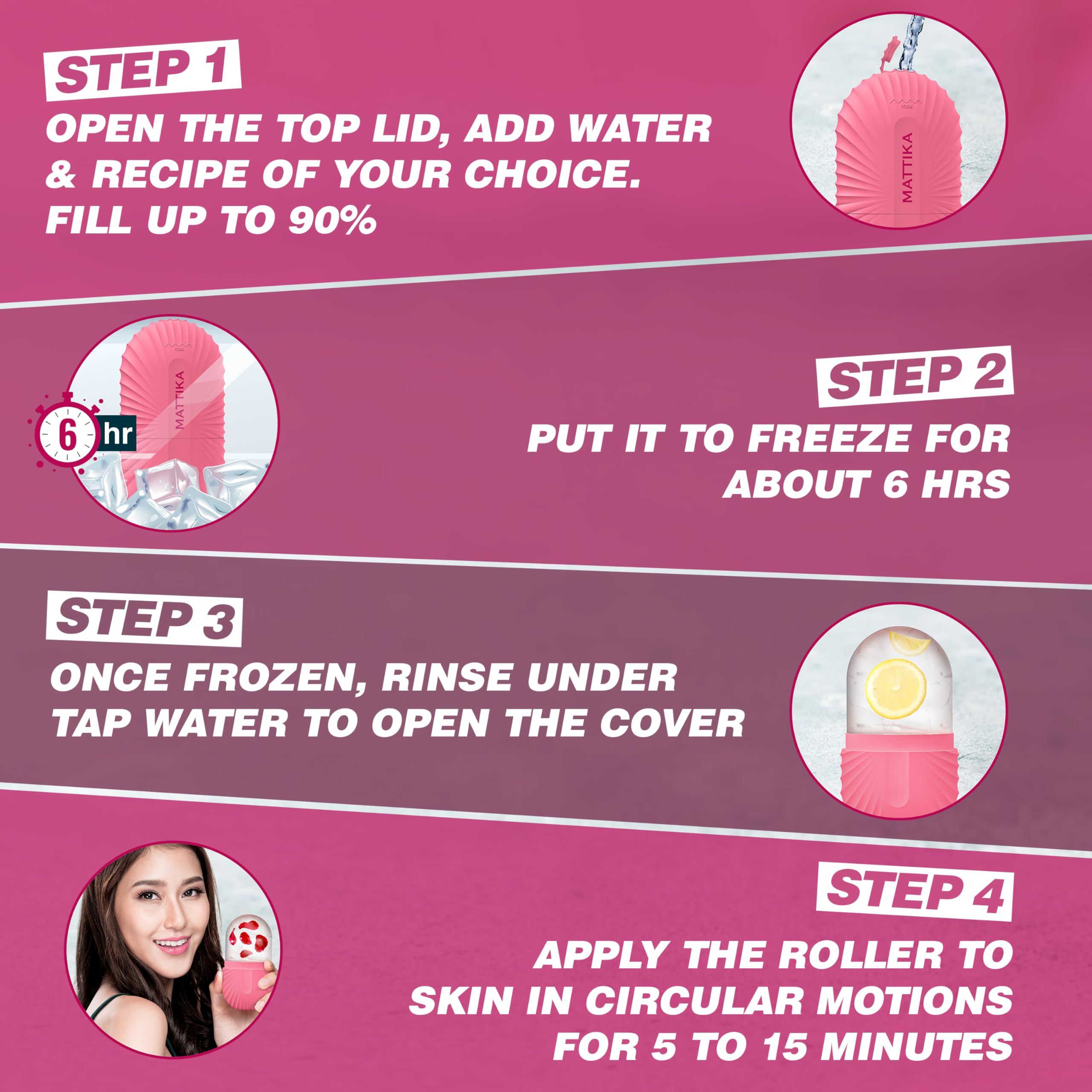 Ice Roller for Face & Eyes – Facial Ice Roller for Under Eye Puffiness, Reusable Silicone Ice Face Roller Massager for Skin Tightening, Pore Shrinking & Cooling Skincare Tool (Pink)
