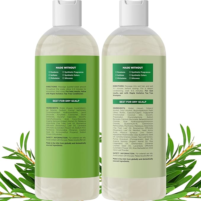Tea Tree Shampoo and Conditioner Set - Sulfate Free Clarifying Shampoo and Conditioner for Oily Hair & Scalp Care with Cleansing Tea Tree Oil - Complete Oily and Dry Scalp Treatment for Build Up