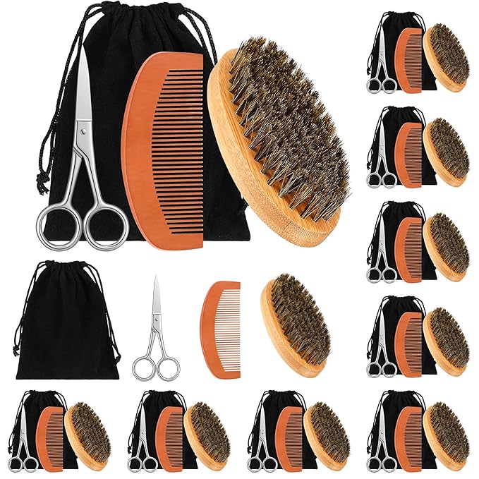 Maitys 10 Set Appreciation Gifts Bulk Beard Brush Comb Scissors
