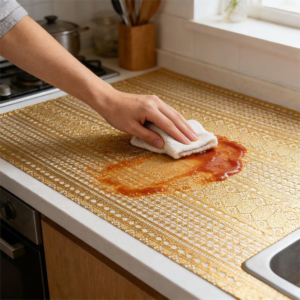 Shelf and Drawer Liner for Kitchen Cabinet,Non-Adhesive Waterproof