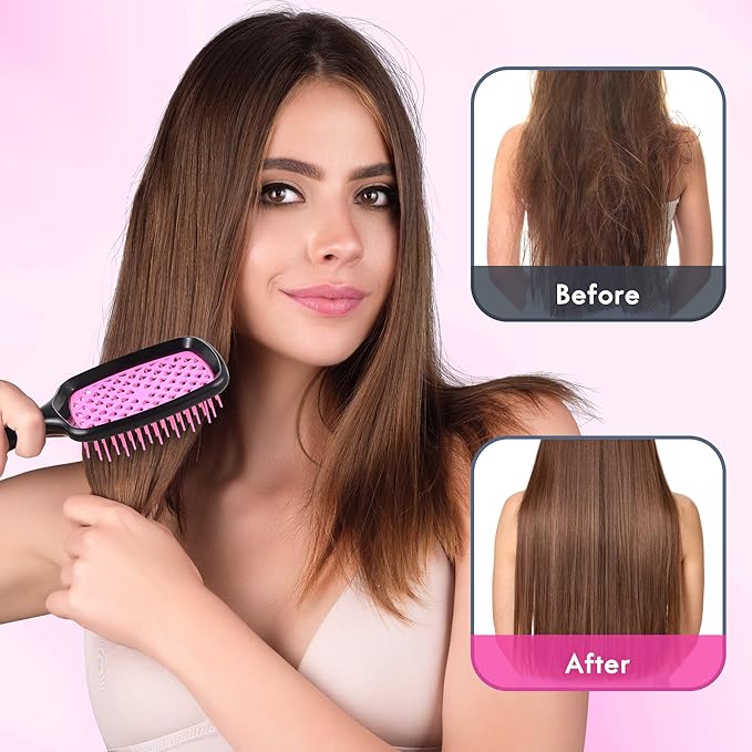 Aussumy 4 Pack Vented Detangling Hair Brush - Detangler Hairbrush with Soft Bristles for Effortless Tangle Free - Ideal for Wet Dry or Curly Damaged Hair for Women Men Kids
