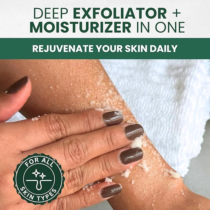 KESMEDIK Tea Tree Oil Foot & Body Scrub with Himalayan Salt & Shea Butter, Exfoliating Scrub for Feet & Skin, Helps Control Odor, Removes Dead Skin & Smooths Rough Heels and Calluses