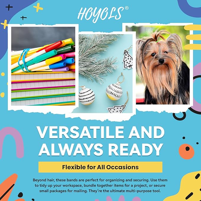 HOYOLS Small Elastics Mini Hair Ties Rubber Bands for Hair Ponytail Holders for Girl (Multicolor) TPU 1500 Pcs