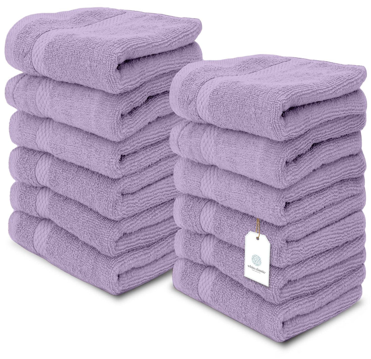White Classic Luxury Dark Gray Washcloths 12 Pack - 13x13, Turkish Cotton