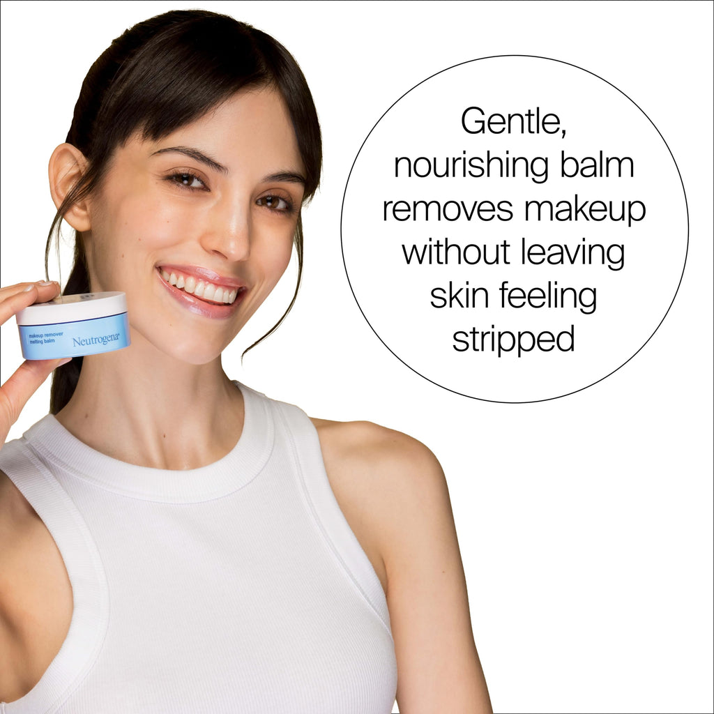 Neutrogena Makeup Remover Melting Balm with Vitamin E, Nourishing and Gentle on Skin, Works on Lips, Face, and Eyes, Solid to Oil for Quick Removal, Fragrance-Free, Travel-Friendly, 2 oz