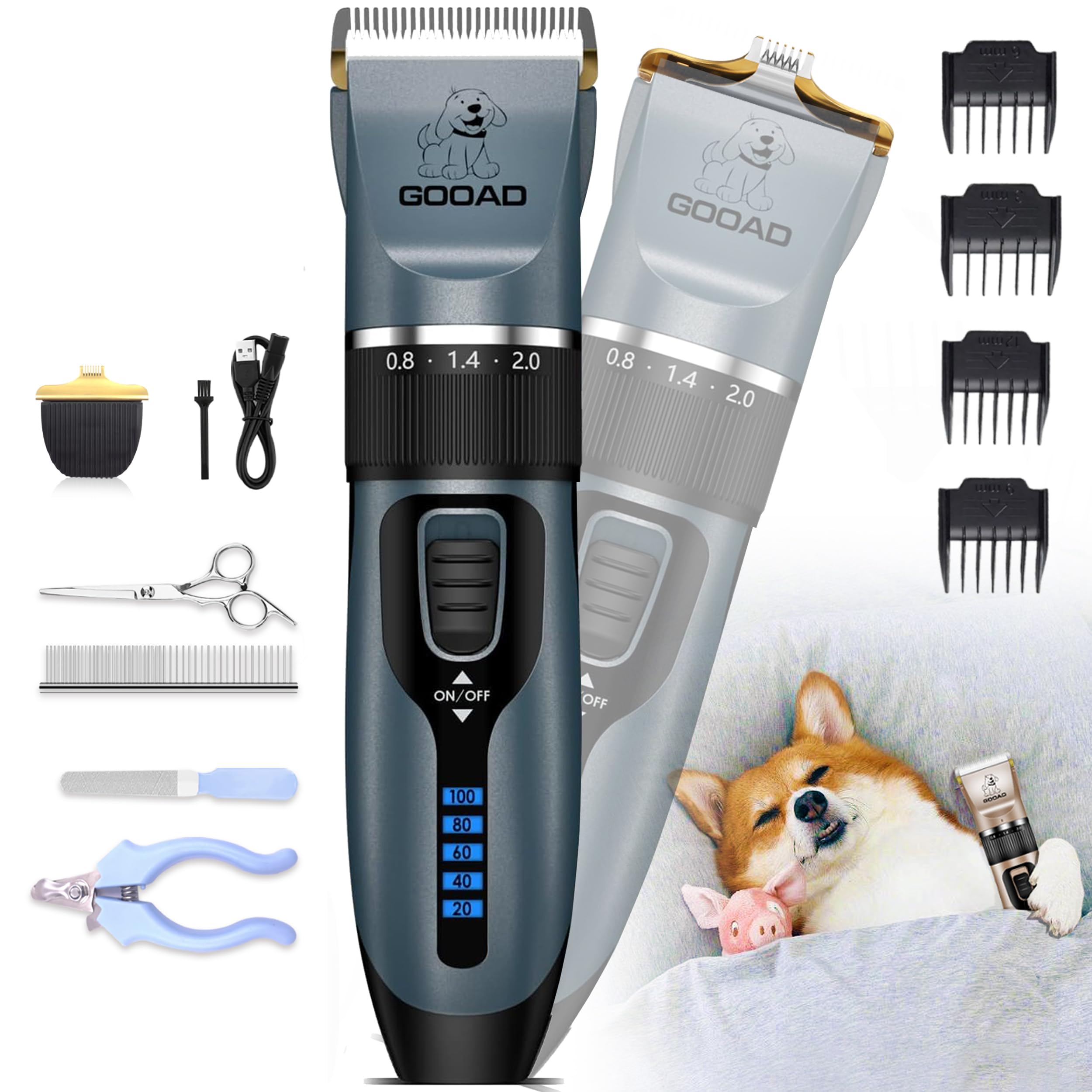 Gooad Dog Clippers Grooming Kit and Trimmer for Small and Large Dogs Cats