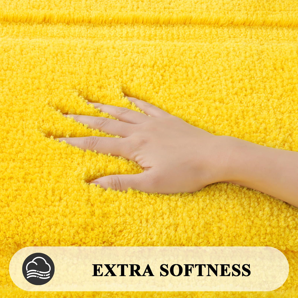 SHACOS Soft Microfiber Bathroom Rugs Set of 2 Pieces, Yellow