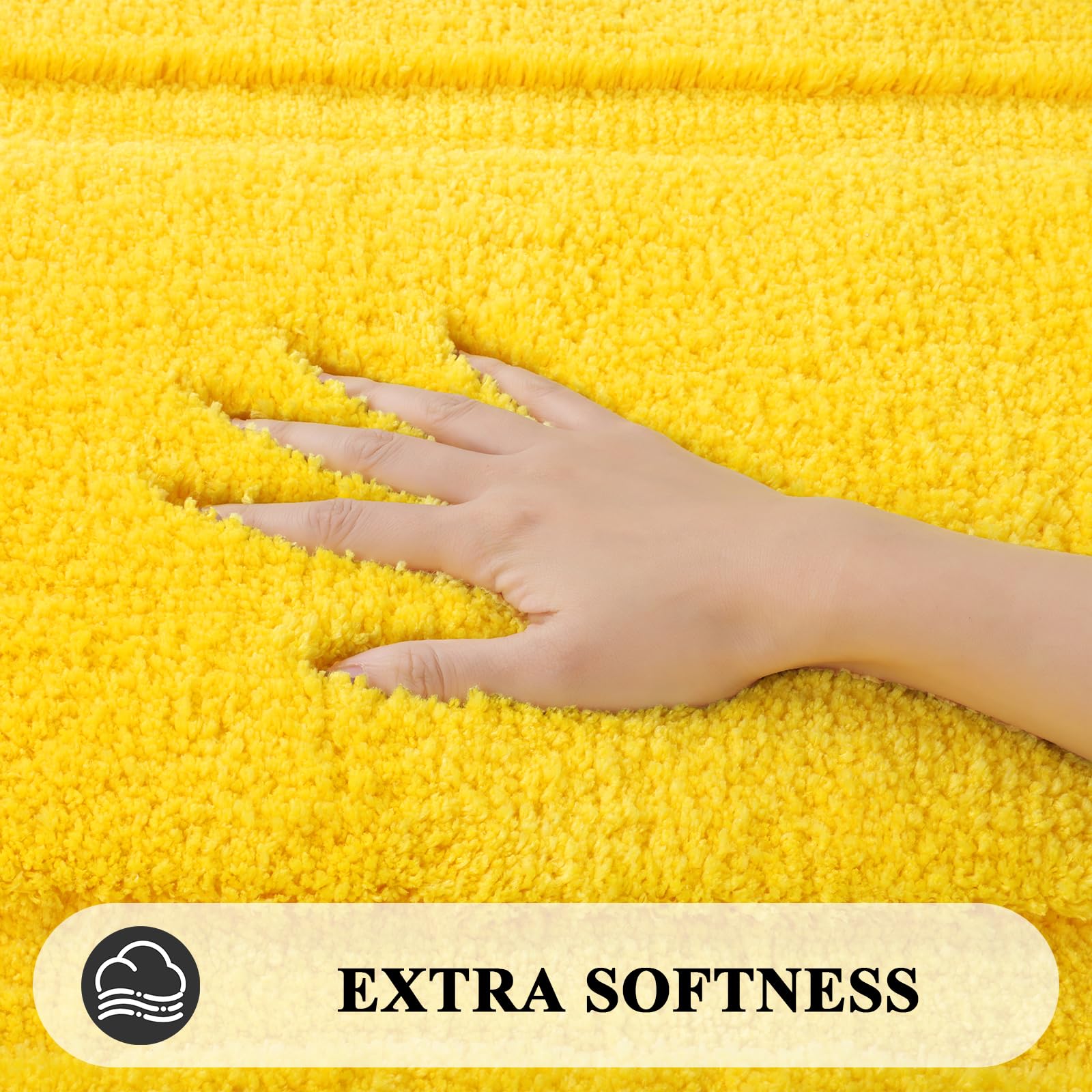SHACOS Soft Microfiber Bathroom Rugs Set of 2 Pieces, Yellow