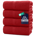 DAN RIVER 600 GSM Cotton Large Bath Towels Set of 4, 27 x 54 Inches, Red