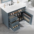 Harper & Bright Designs 36" Bathroom Vanity with Sink, Free Standing Vanity Set with 4 Drawers, Storage Racks, and Adjustable Shelf, Wood Bathroom Cabinet with Ceramic Basin for Bathroom, Blue Grey