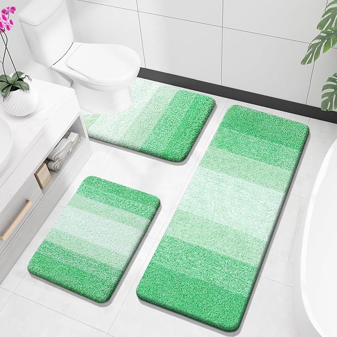 OLANLY Microfiber Bathroom Rugs Sets 3 Piece, 47"x20"+24"x16"+24"x20"